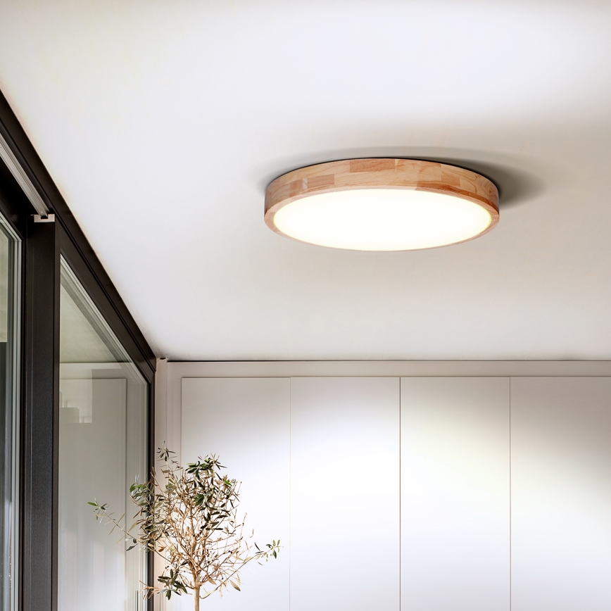 LED Dimmable ceiling light SOLID OAK LED/48W/230V 3000-6500K oak d. 39 cm + remote control