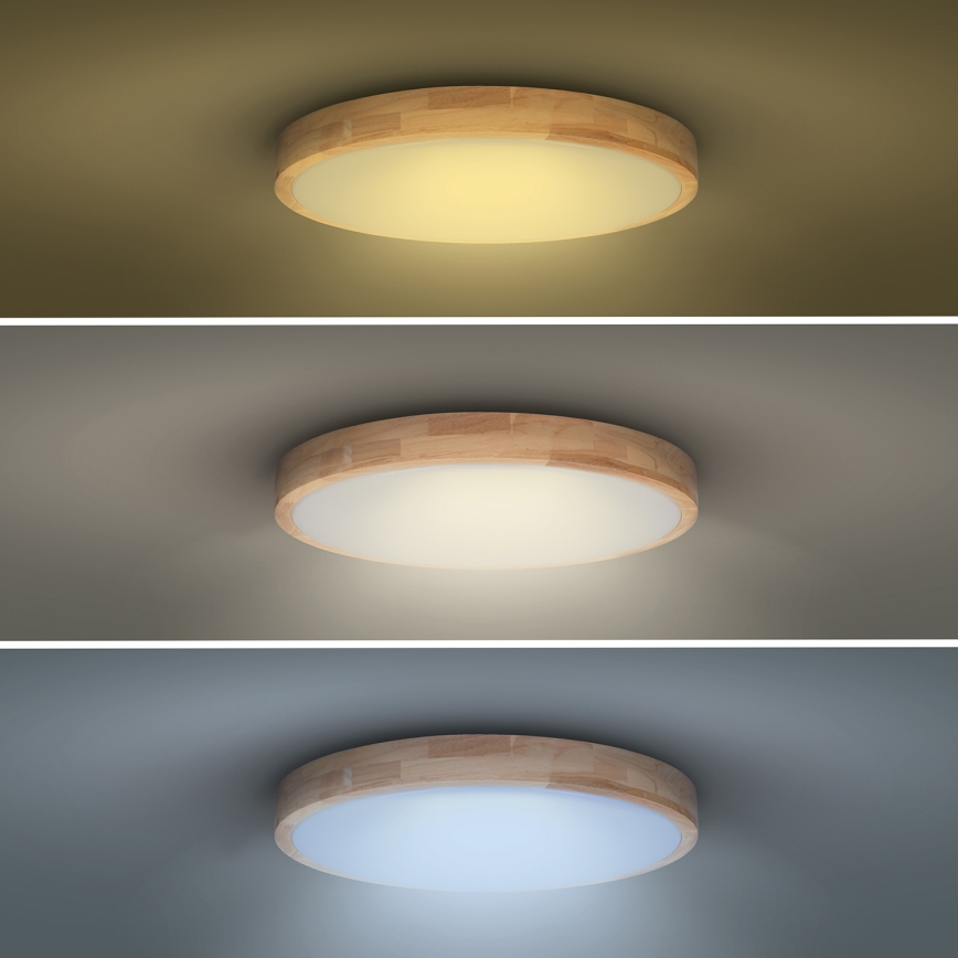 LED Dimmable ceiling light SOLID OAK LED/48W/230V 3000-6500K oak d. 39 cm + remote control