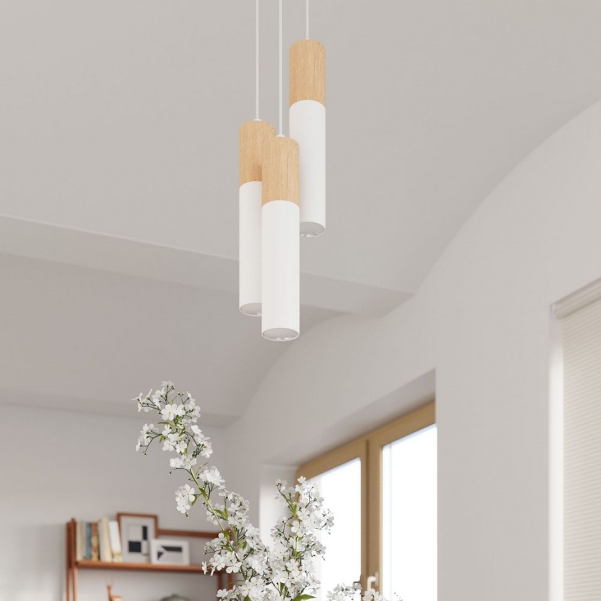 Ceiling light PABLO 1xGU10/40W/230V white/beech