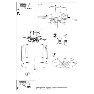 Ceiling light OTTO 5xE27/60W/230V d. 50 cm black