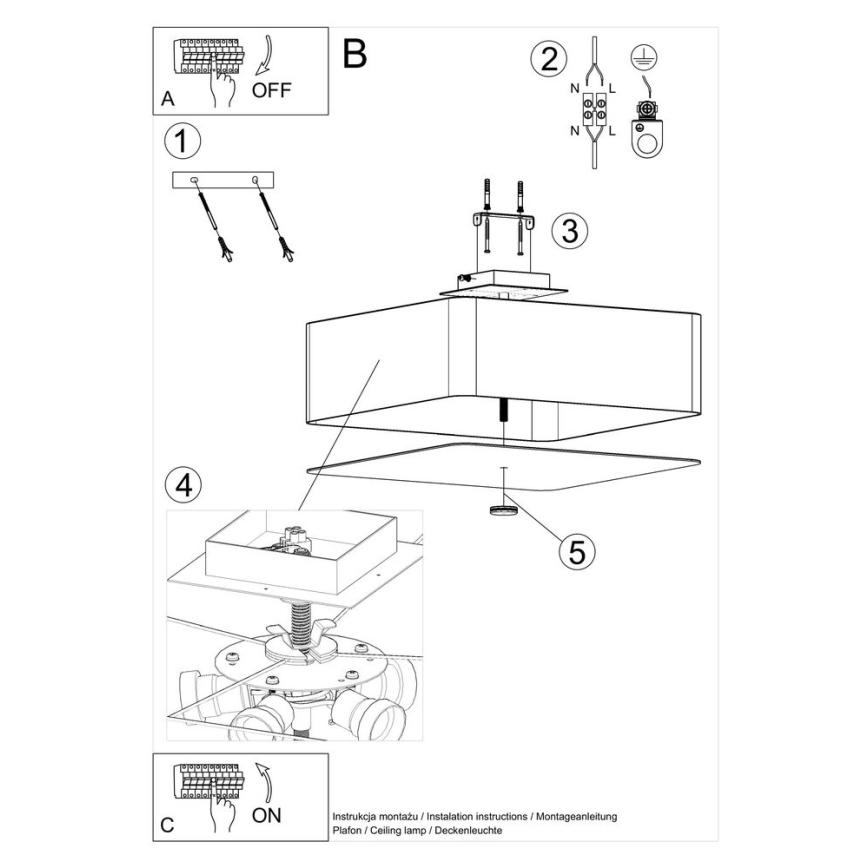 Ceiling light LOKKO 5xE27/60W/230V 45 cm white