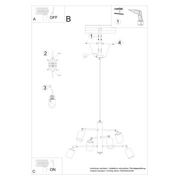 Chandelier on a string LEMMI 6xGU10/10W/230V white