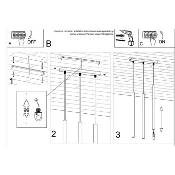 Chandelier on a string PASTELO 3xG9/8W/230V concrete