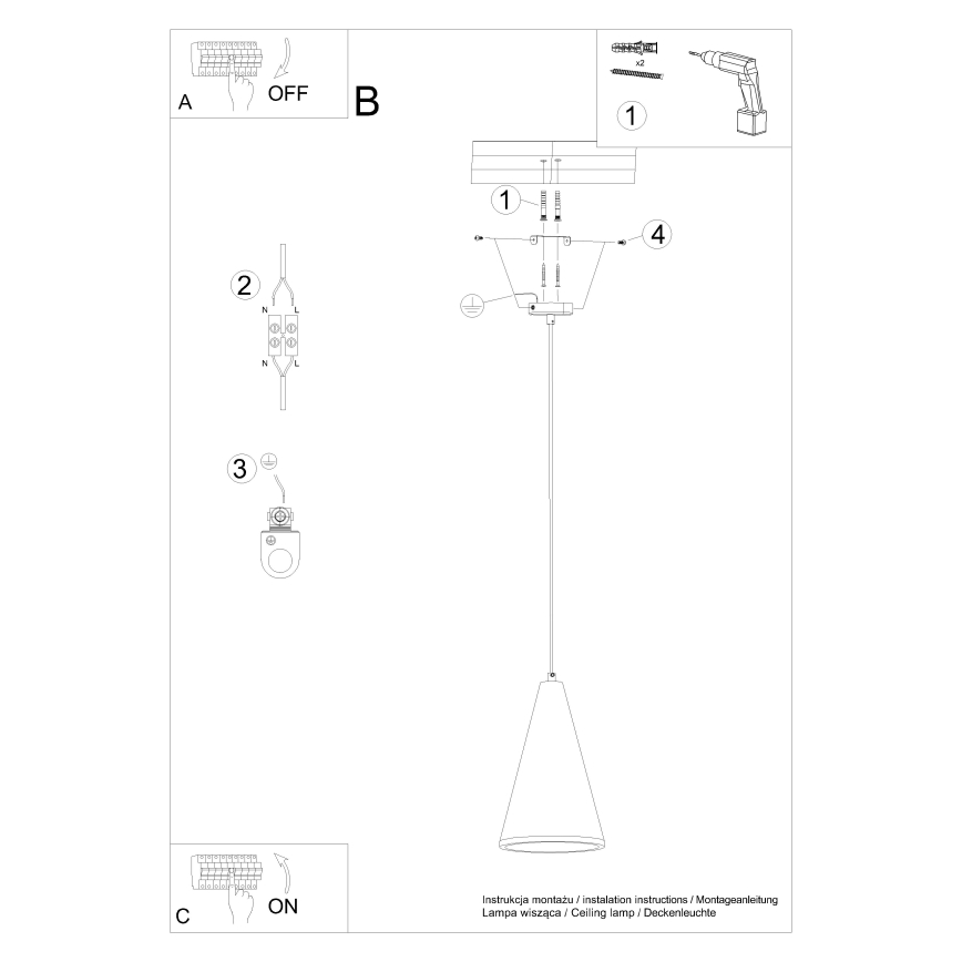 Chandelier on a string LOGE 1xE27/15W/230V concrete