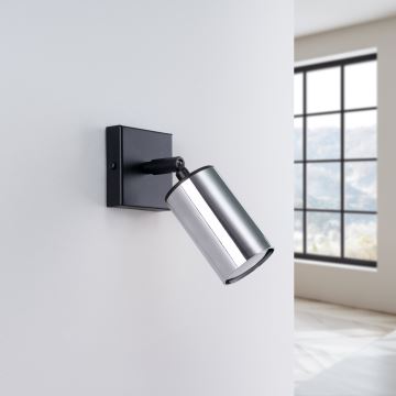 Wall spotlight WINX 1xGU10/10W/230V black/chrome