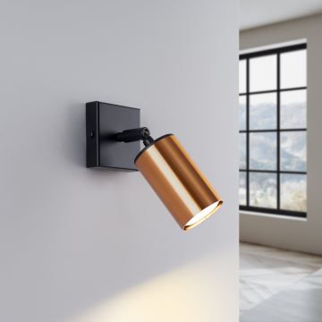 Wall spotlight WINX 1xGU10/10W/230V black/copper