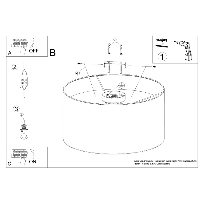 Ceiling light TELESTO 1xE27/15W/230V d. 35 cm white/brown