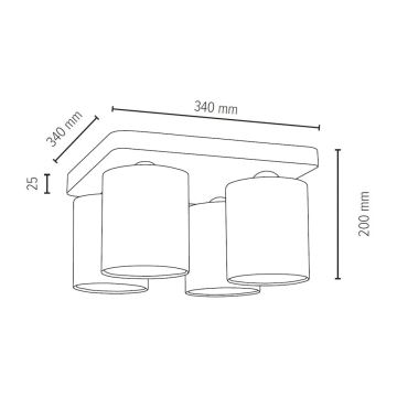 Ceiling light JENTA 4xE27/25W/230V matte oak - FSC certified