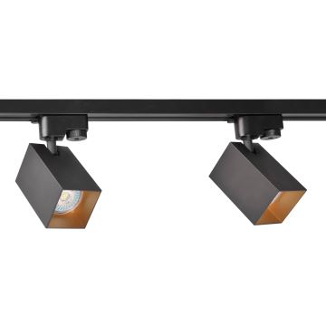 Spotlight for rail system SQUARE 3xGU10/10W/230V + 1 m rail system black