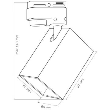 Spotlight for rail system SQUARE 3xGU10/10W/230V + 1 m rail system black