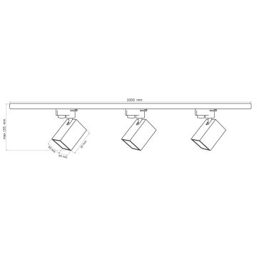 Spotlight for rail system SQUARE 3xGU10/10W/230V + 1 m rail system black