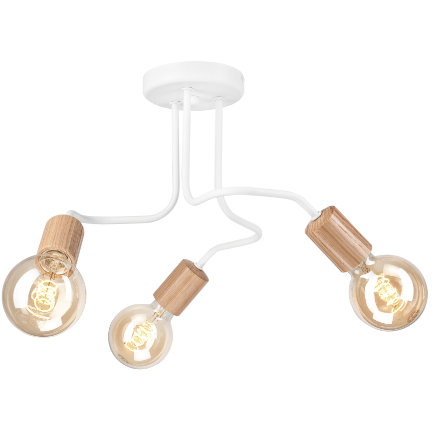 Surface-mounted chandelier CONOR 3xE27/60W/230V oak/white