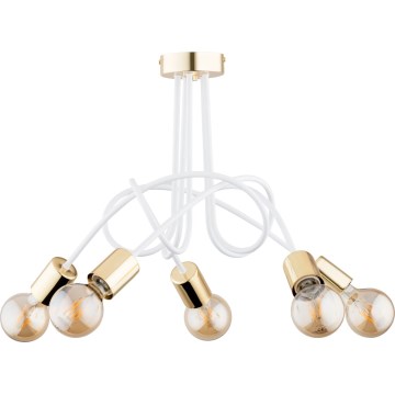 Surface-mounted chandelier TANGO 5xE27/15W/230V white/gold