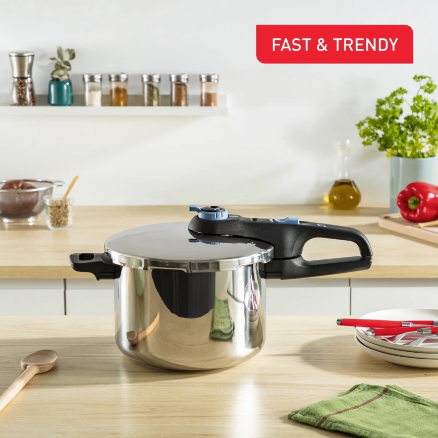 Tefal - Set of pressure cookers 4/6 l SECURE TRENDY stainless steel