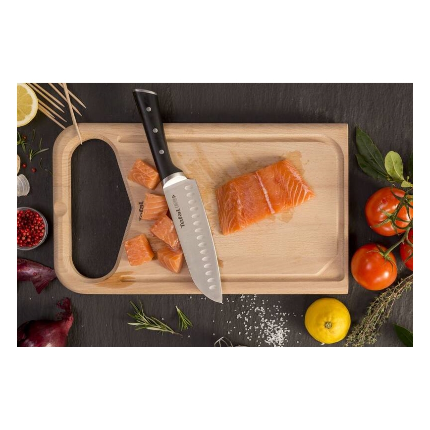 Tefal - Stainless steel knife santoku ICE FORCE 18 cm chrome/black