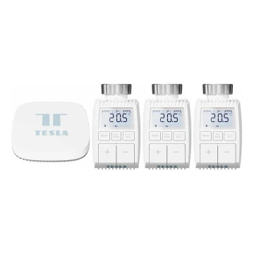 TESLA Smart - SET 3x Smart wireless thermostatic head + smart gateway Hub Zigbee Wi-Fi