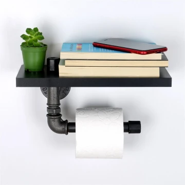 Toiler paper holder with a shelf BORU 12x30 cm black