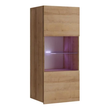 Wall cabinet with LED lighting PAVO 117x45 cm gold oak