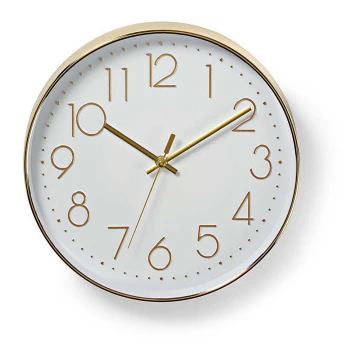 Wall clock 1xAA white/golden