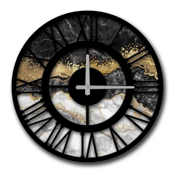 Wall clock 50 cm 1xAA black/gold/grey