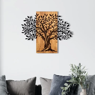 Wall decoration 72x58 cm tree wood/metal