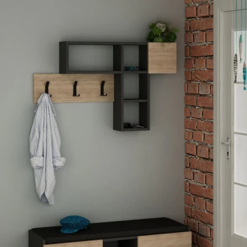 Wall hanger with shelf GAME 61x99,5 cm beige/anthracite