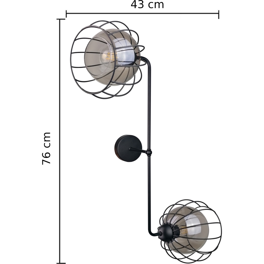 Wall light SOLO BLACK 2xE27/60W/230V