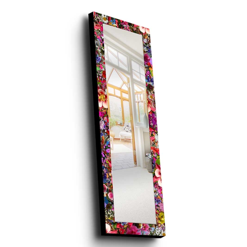 Wall mirror 120x40 cm pine/flowers