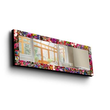 Wall mirror 120x40 cm pine/flowers