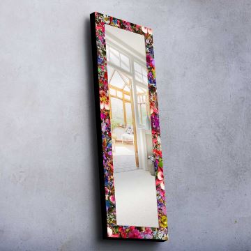 Wall mirror 120x40 cm pine/flowers