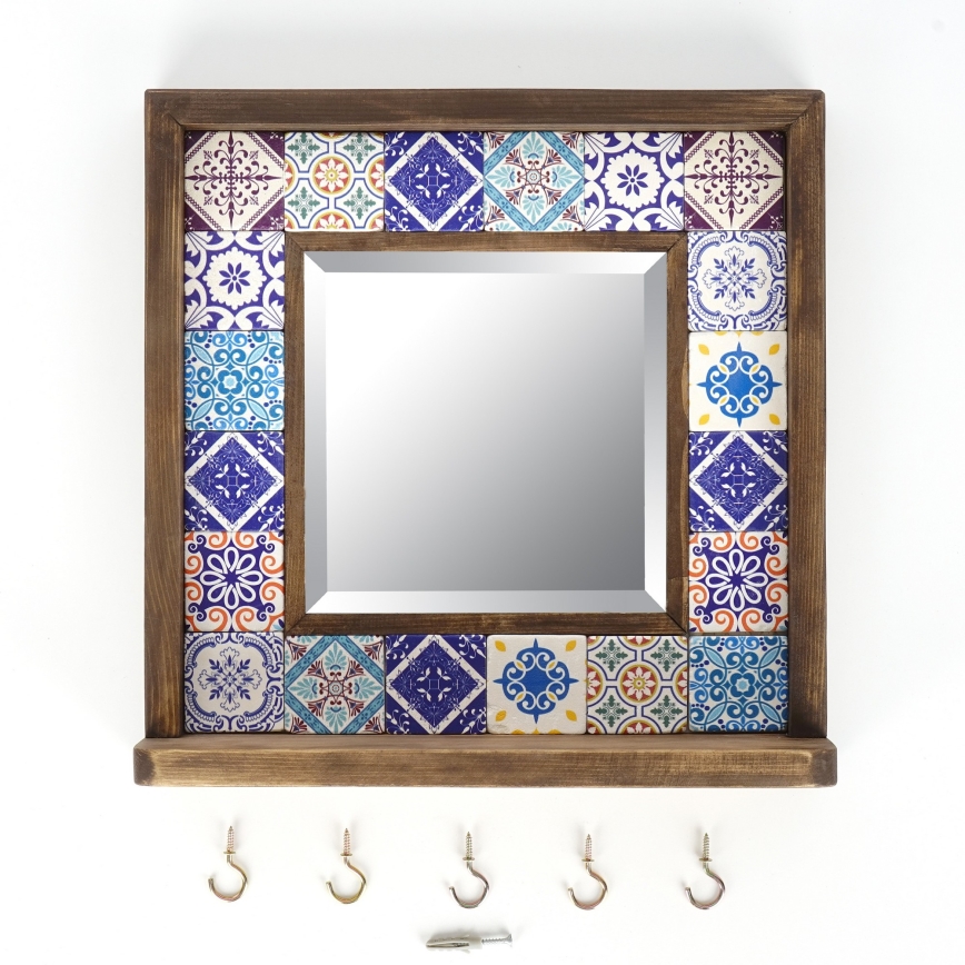 Wall mirror 33x32,5 cm pine/blue