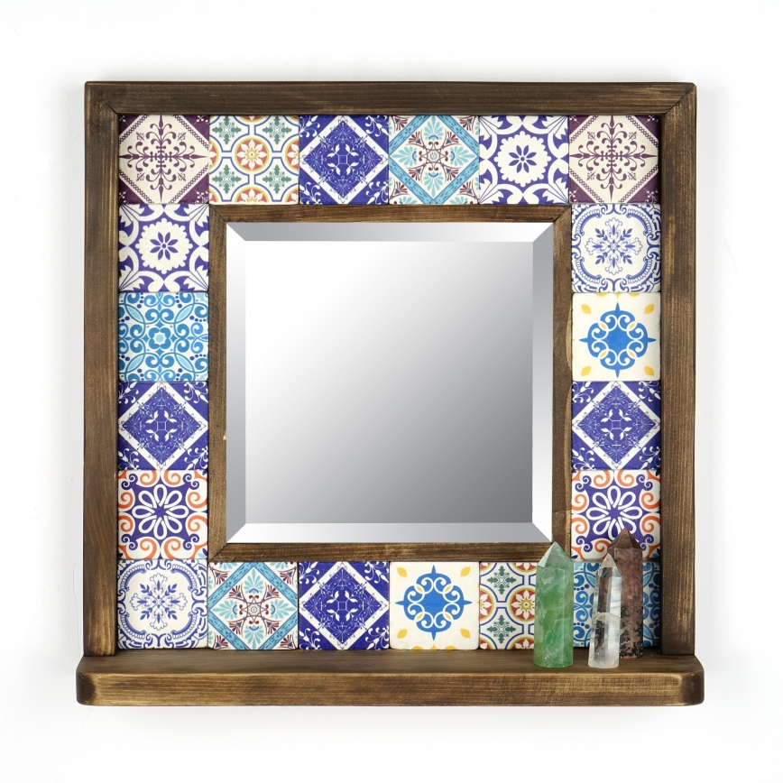 Wall mirror 33x32,5 cm pine/blue