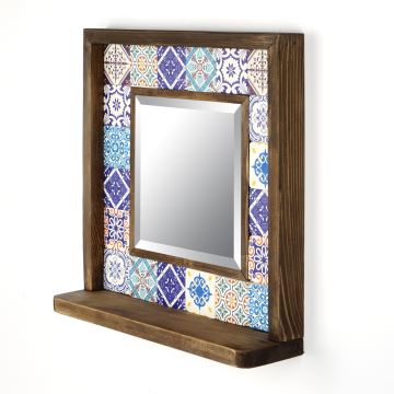 Wall mirror 33x32,5 cm pine/blue