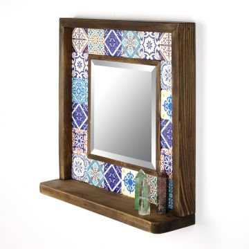 Wall mirror 33x32,5 cm pine/blue