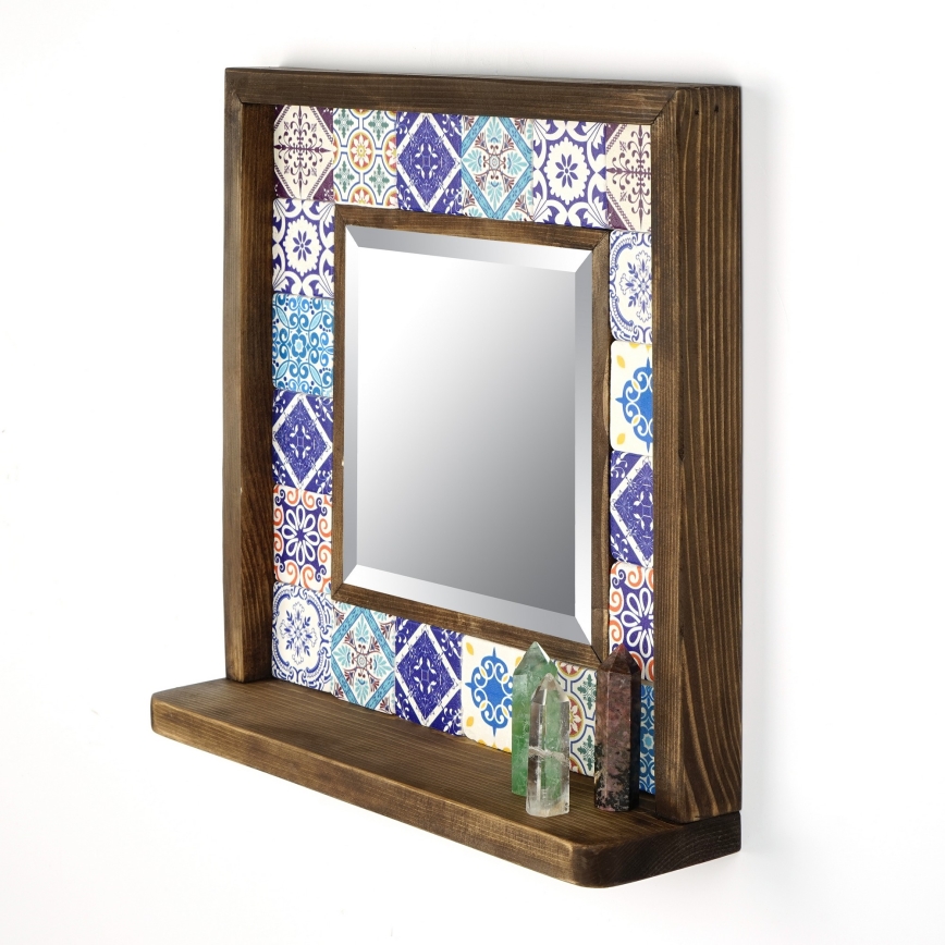 Wall mirror 33x32,5 cm pine/blue