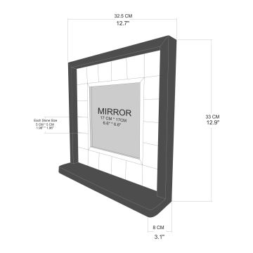 Wall mirror 33x32,5 cm pine/blue