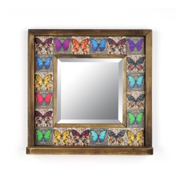 Wall mirror 33x32,5 cm pine/butterfly