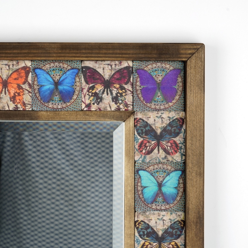 Wall mirror 33x32,5 cm pine/butterfly