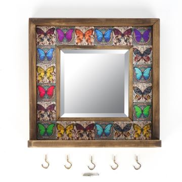 Wall mirror 33x32,5 cm pine/butterfly