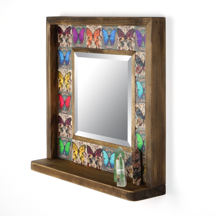 Wall mirror 33x32,5 cm pine/butterfly