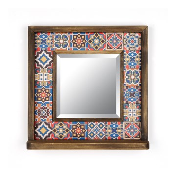 Wall mirror 33x32,5 cm pine/red