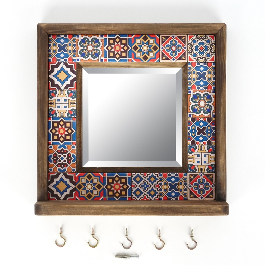 Wall mirror 33x32,5 cm pine/red