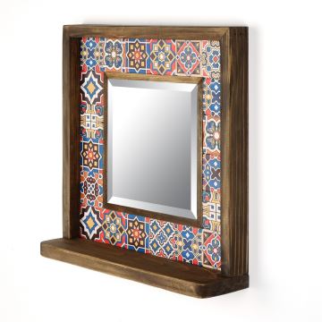 Wall mirror 33x32,5 cm pine/red