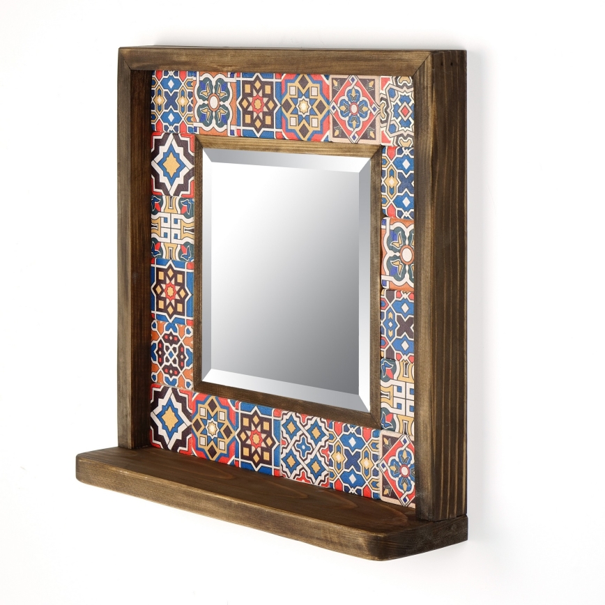 Wall mirror 33x32,5 cm pine/red