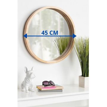 Wall mirror d. 45 cm pine