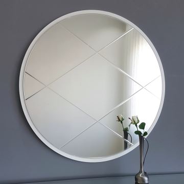 Wall mirror d. 60 cm white