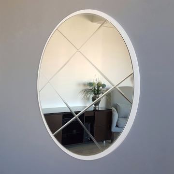 Wall mirror d. 60 cm white