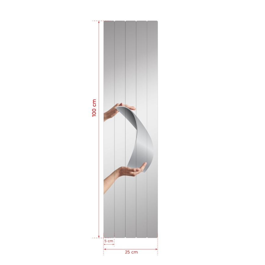 Wall mirror RECTANGULAR 100x25 cm - 5 parts