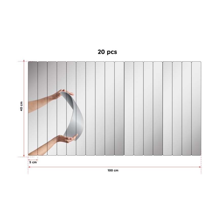 Wall mirror RECTANGULAR 100x40 cm - 20 parts