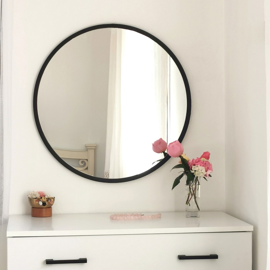 Wall mirror SIYAH d. 60 cm black